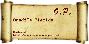Orsós Placida névjegykártya